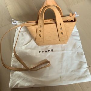 Cute FRAME mini bag in croc embossed leather.